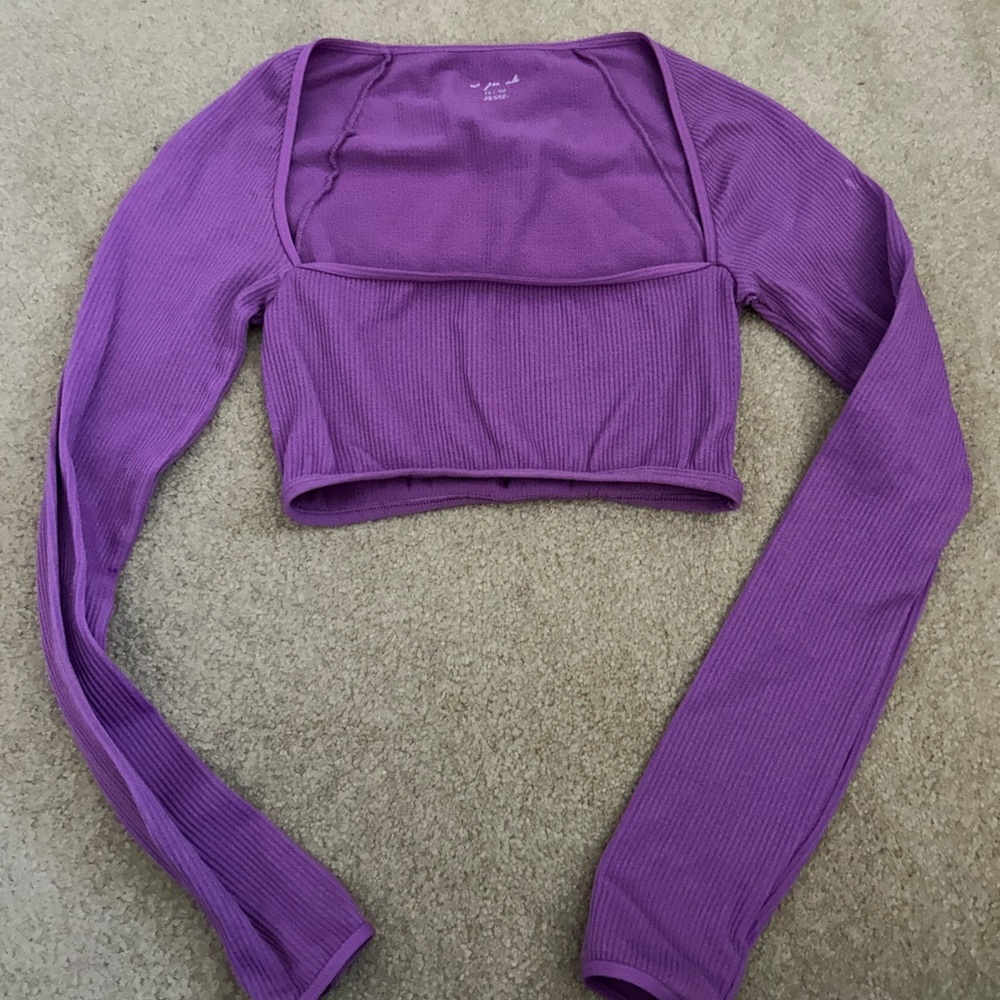Urban Outfitters Out from Under Square Neck Cropped Long Sleeve in Bright Purple